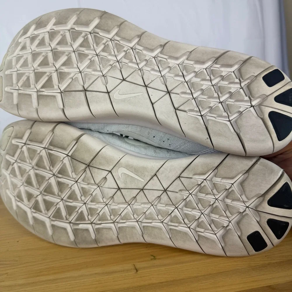Nike Free RN Flyknit 2017 Running Shoes Mens Size 12 White Pure Platinum Grey